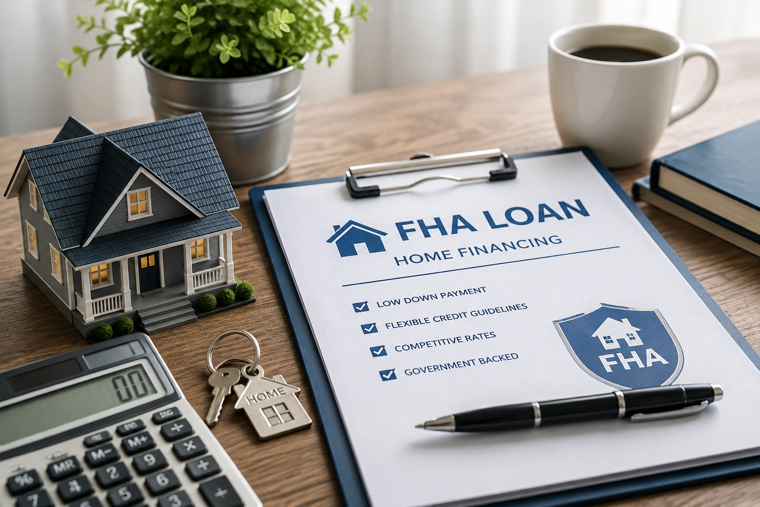FHA Loan home financing documents and house model