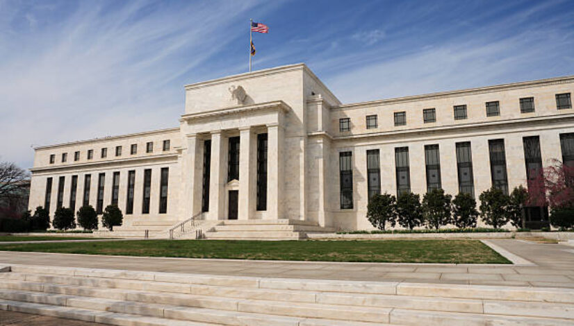 The United States Federal Reserve building in Washington, DC.