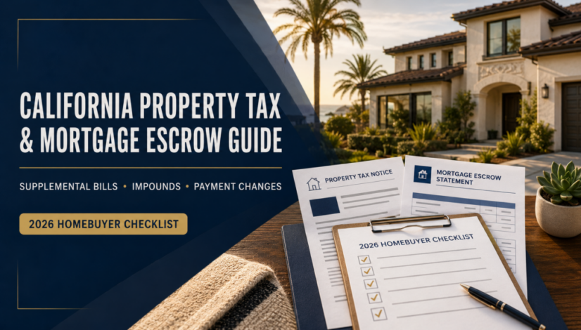 California homebuyer property tax, supplemental bill and mortgage escrow checklist for 2026
