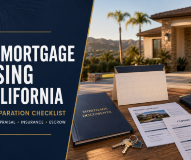 California homebuyer fast mortgage closing checklist with documents, appraisal, insurance and escrow milestones