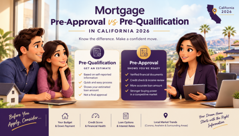 Mortgage pre-approval vs pre-qualification in California 2026 for home buyers