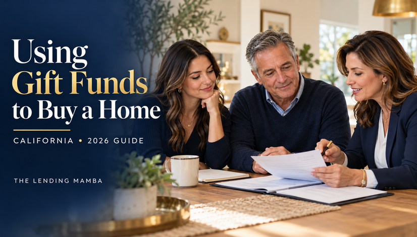 California homebuyer and her father reviewing mortgage gift-fund documents with a mortgage advisor